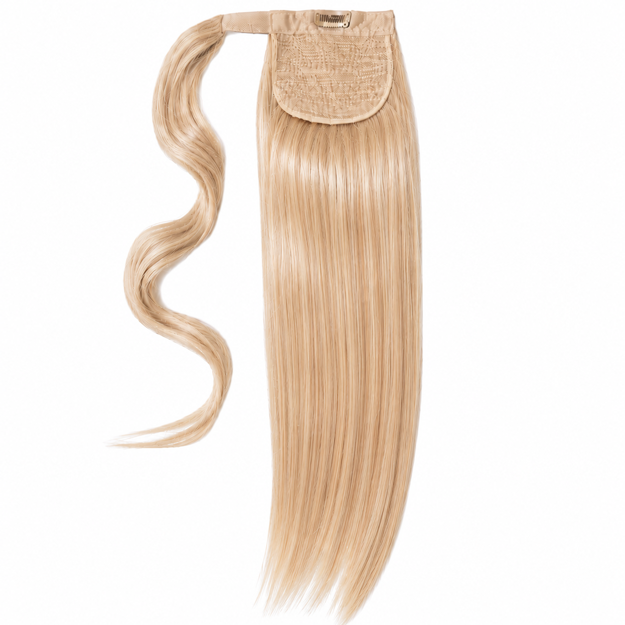 Blonde hair extension on a white background